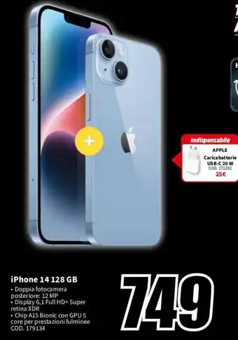 MediaWorld iPhone 14 128 GB offerta