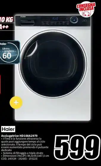 MediaWorld Haier Asciugatrice HD100A2979 offerta