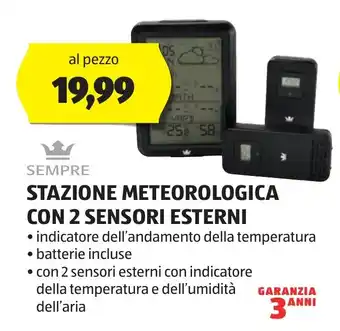 ALDI SEMPRE STAZIONE METEOROLOGICA CON 2 SENSORI ESTERNI offerta