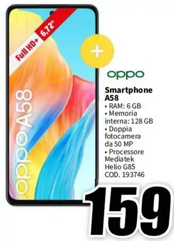 MediaWorld oppo Smartphone A58 offerta