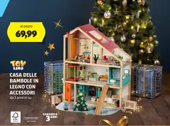 ALDI TOY LINO CASA DELLE BAMBOLE IN LEGNO CON ACCESSORI offerta