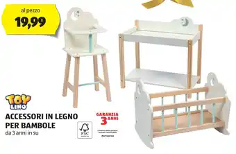 ALDI TOY LINO ACCESSORI IN LEGNO PER BAMBOLE offerta