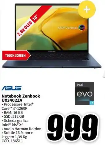 MediaWorld ASUS Notebook Zenbook UX3402ZA offerta