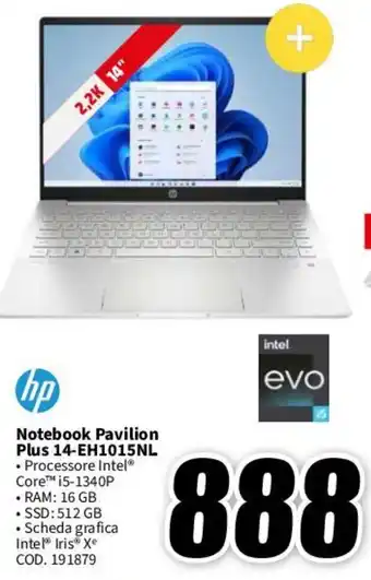 MediaWorld hp Notebook Pavilion Plus 14-EH1015NL offerta