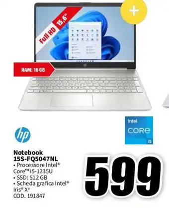 MediaWorld hp Notebook 15S-FQ5047NL offerta