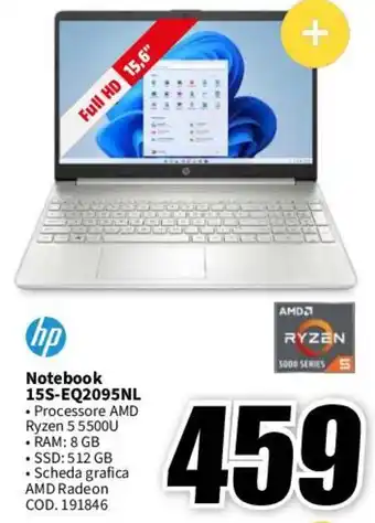 MediaWorld hp Notebook 15S-EQ2095NL offerta