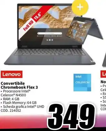 MediaWorld Lenovo Convertibile Chromebook Flex 3 offerta