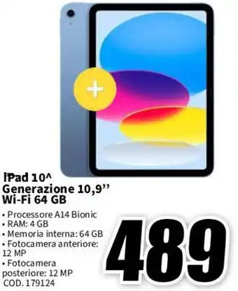 MediaWorld iPad 10^ Generazione 10,9" Wi-Fi 64 GB offerta