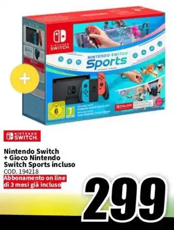 Nintendo Switch +Gioco Nintendo Switch Sports incluso COD. 194218 Abbonamento on line di 3 mesi già incluso