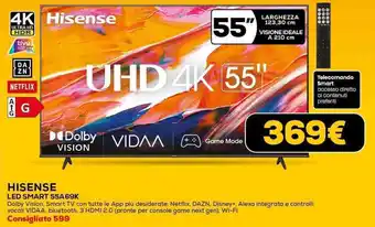 Euronics HISENSE LED SMART 55A69K offerta