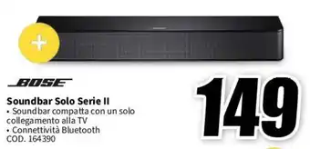 MediaWorld BOSE Soundbar Solo Serie II offerta