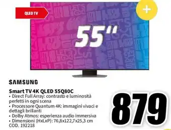 MediaWorld SAMSUNG Smart TV 4K QLED 55Q80C offerta