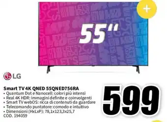MediaWorld LG Smart TV 4K QNED 55QNED756RA offerta