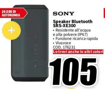 MediaWorld SONY Speaker Bluetooth SRS-XE300 offerta
