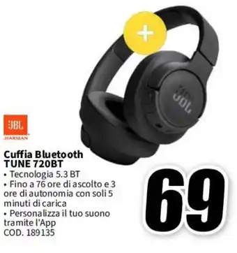 MediaWorld Cuffia Bluetooth TUNE 720BT offerta