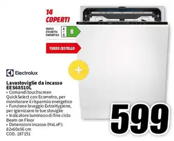 MediaWorld Electrolux Lavastoviglie da incasso EES68510L offerta