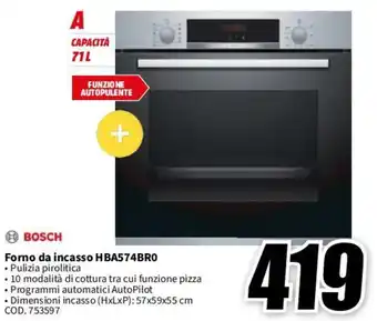 MediaWorld BOSCH Forno da incasso HBA574BRO offerta