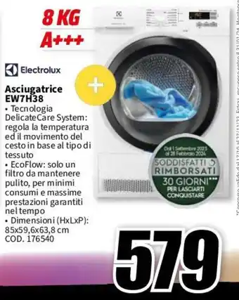MediaWorld Electrolux Asciugatrice EW7H38 offerta