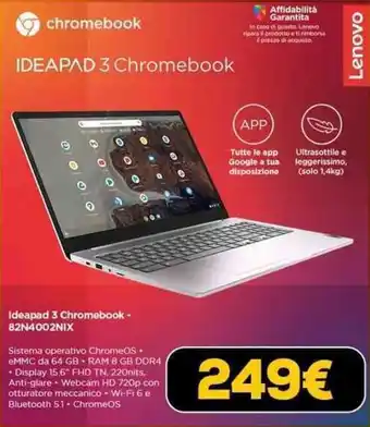 Euronics Lenovo IDEAPAD 3 Chromebook offerta