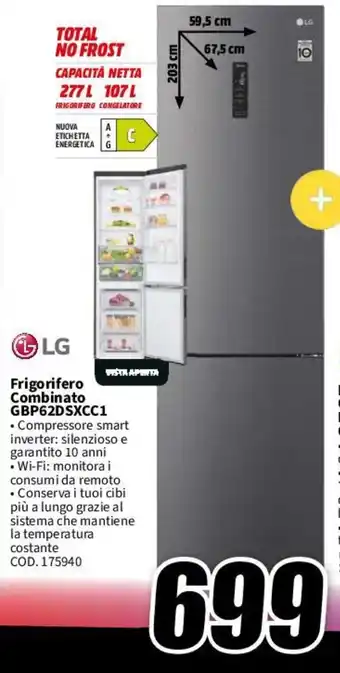 MediaWorld LG Frigorifero Combinato GBP62DSXCC1 offerta