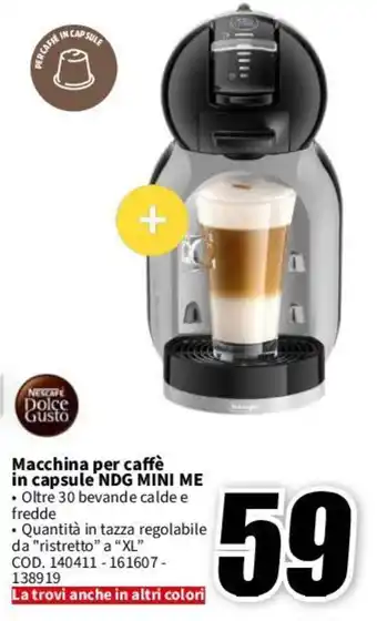 MediaWorld Macchina per caffè in capsule NDG MINI ME offerta