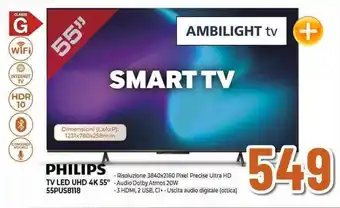 Expert PHILIPS TV LED UHD 4K 55" 55PUS8118 offerta