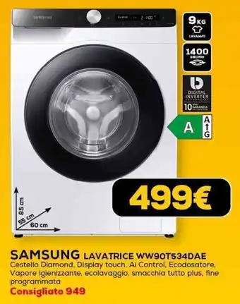 Euronics SAMSUNG LAVATRICE WW90T534DAE offerta