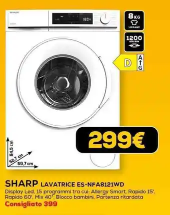Euronics SHARP LAVATRICE ES-NFA8121WD offerta