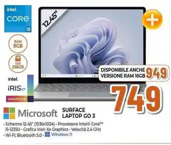 Expert Microsoft SURFACE LAPTOP GO 3 offerta