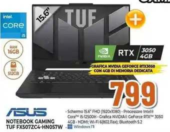 Expert ASUS NOTEBOOK GAMING TUF FX507ZC4-HN057W offerta
