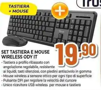 Expert SET TASTIERA E MOUSE WIRELESS ODY IT offerta
