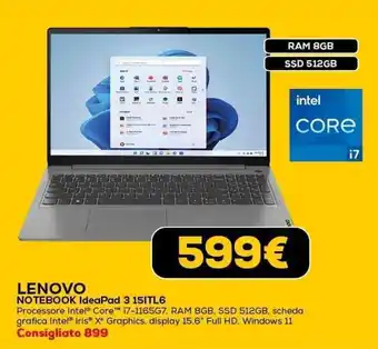 Euronics LENOVO NOTEBOOK IdeaPad 3 15ITL6 offerta