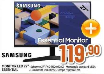 Expert SAMSUNG MONITOR LED 27 ESSENTIAL offerta