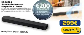 Euronics HT-S2000 Soundbar Dolby Atmos compatta a 3.1 canali offerta