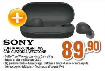 Expert SONY CUFFIA AURICOLARI TWS CON CUSTODIA WFC700NB offerta