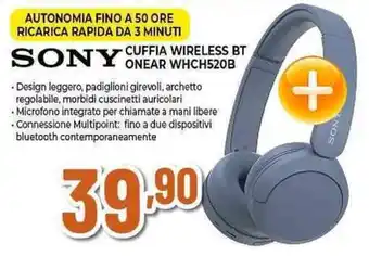 Expert SONY CUFFIA WIRELESS BT ONEAR WHCH520B offerta