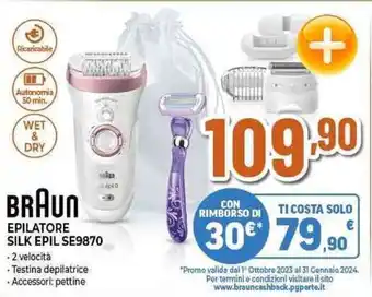 Expert BRAUN EPILATORE SILK EPIL SE9870 offerta