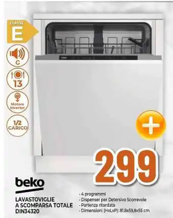 Expert beko LAVASTOVIGLIE A SCOMPARSA TOTALE DIN34320 offerta