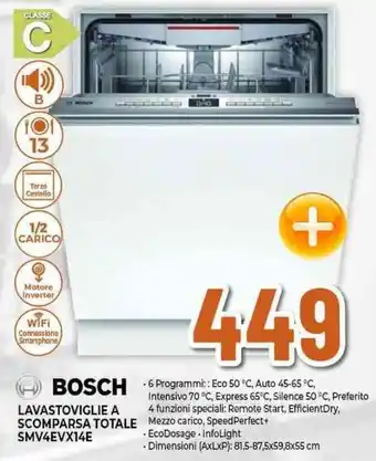 Expert BOSCH LAVASTOVIGLIE A SCOMPARSA TOTALE SMV4EVX14E offerta