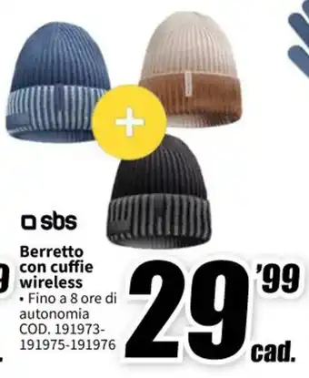 MediaWorld Berretto con cuffie wireless offerta