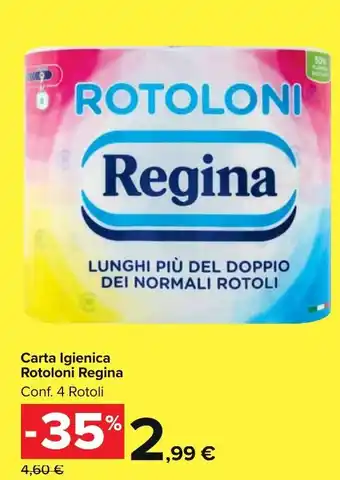Carrefour Market Carta Igienica Rotoloni Regina Conf. 4 Rotoli offerta