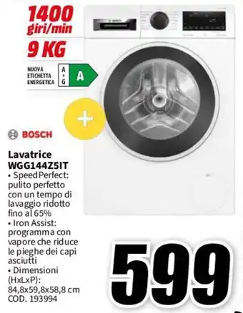 MediaWorld BOSCH Lavatrice WGG144Z5IT offerta