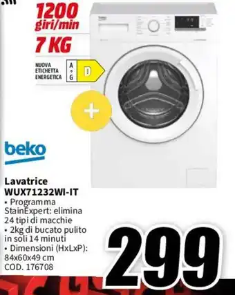 MediaWorld beko Lavatrice WUX71232WI-IT offerta