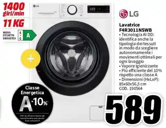 MediaWorld LG Lavatrice F4R3011NSWB offerta