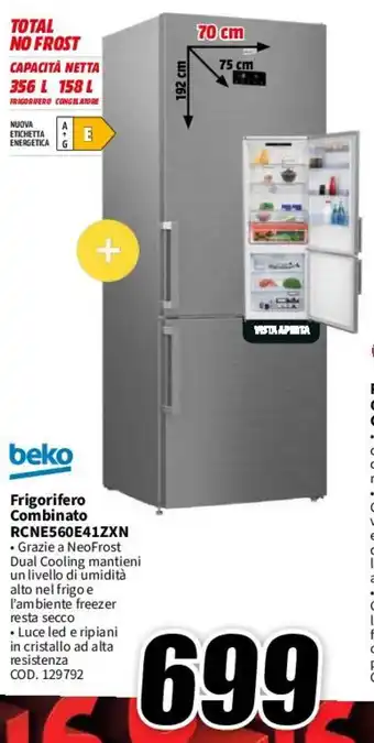 MediaWorld beko Frigorifero Combinato RCNE560E41ZXN offerta