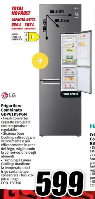 MediaWorld LG Frigorifero Combinato GBP61DSPGN offerta