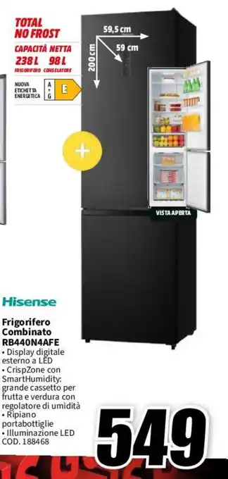 MediaWorld Hisense Frigorifero Combinato RB440N4AFE offerta