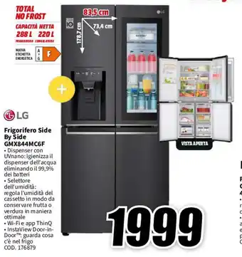 MediaWorld LG Frigorifero Side By Side GMX844MC6F offerta