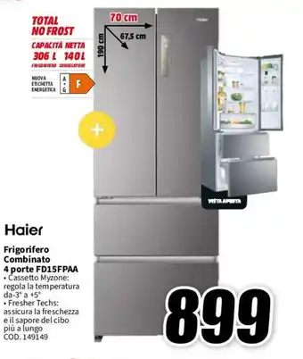 MediaWorld Haier Frigorifero Combinato 4 porte FD15FPAA offerta