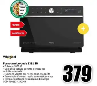 MediaWorld Whirlpool Forno a microonde 3391 SB offerta